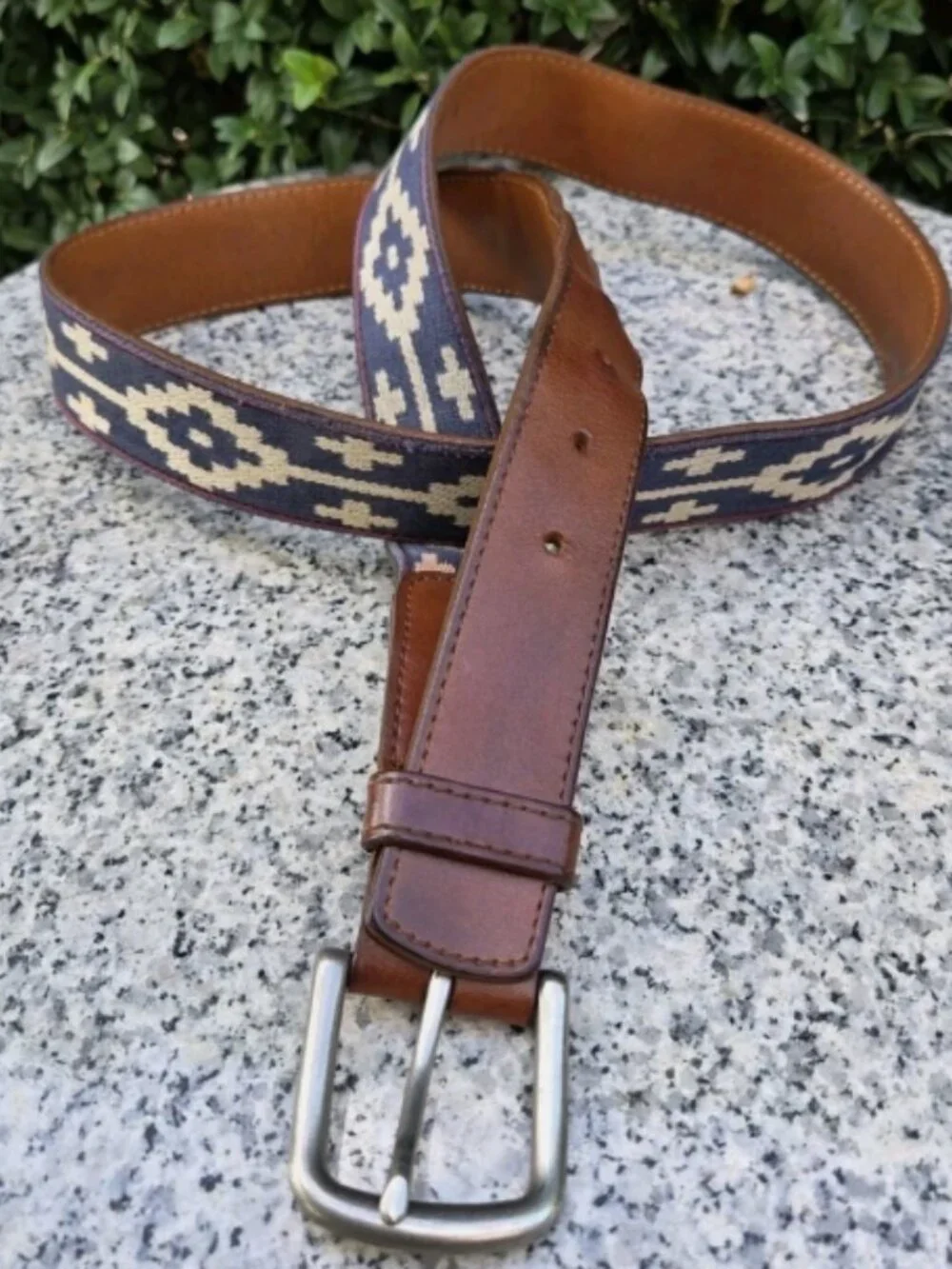 La Matera Multicolor Handmade Woven Leather Belt Size : 40